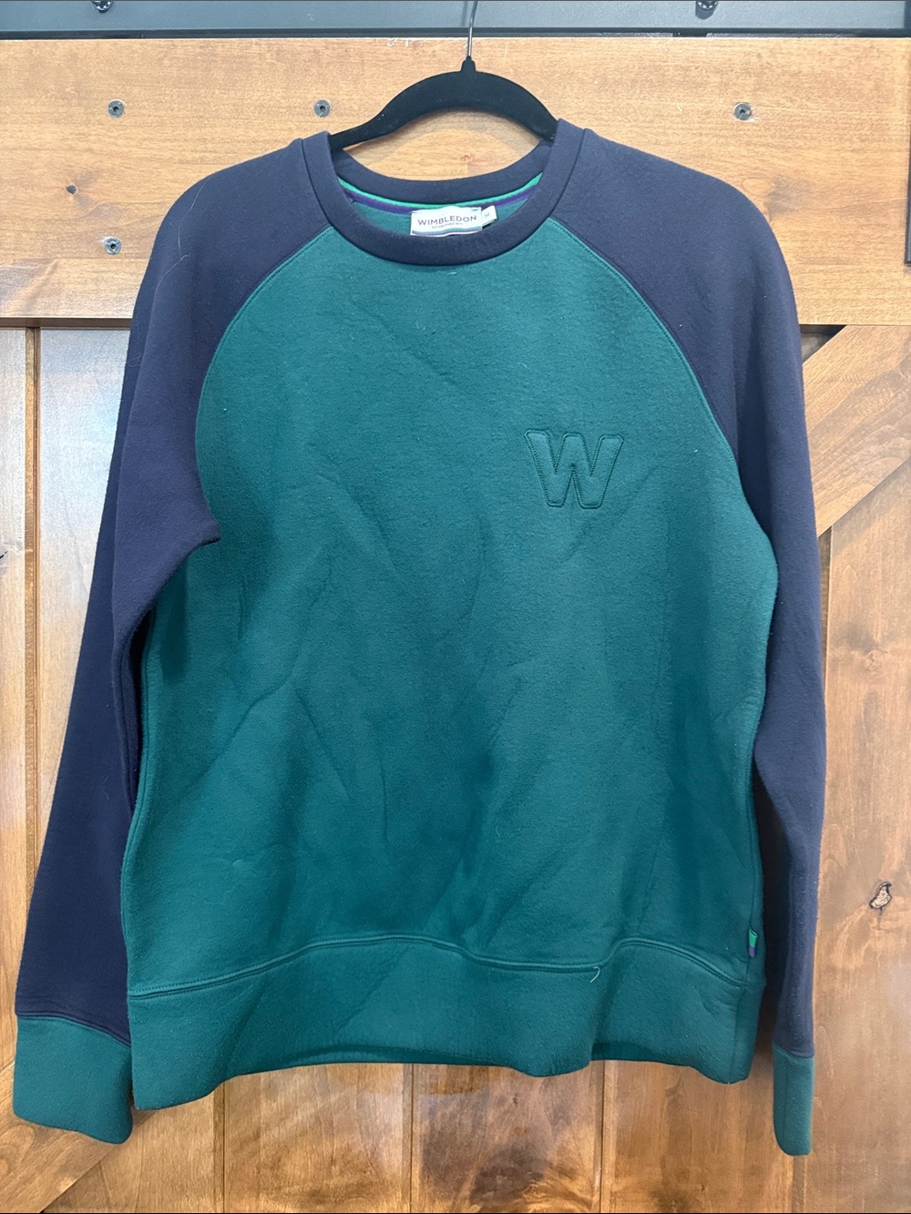 Wimbledon Green and Navy Raglan Crewneck Sweatshirt